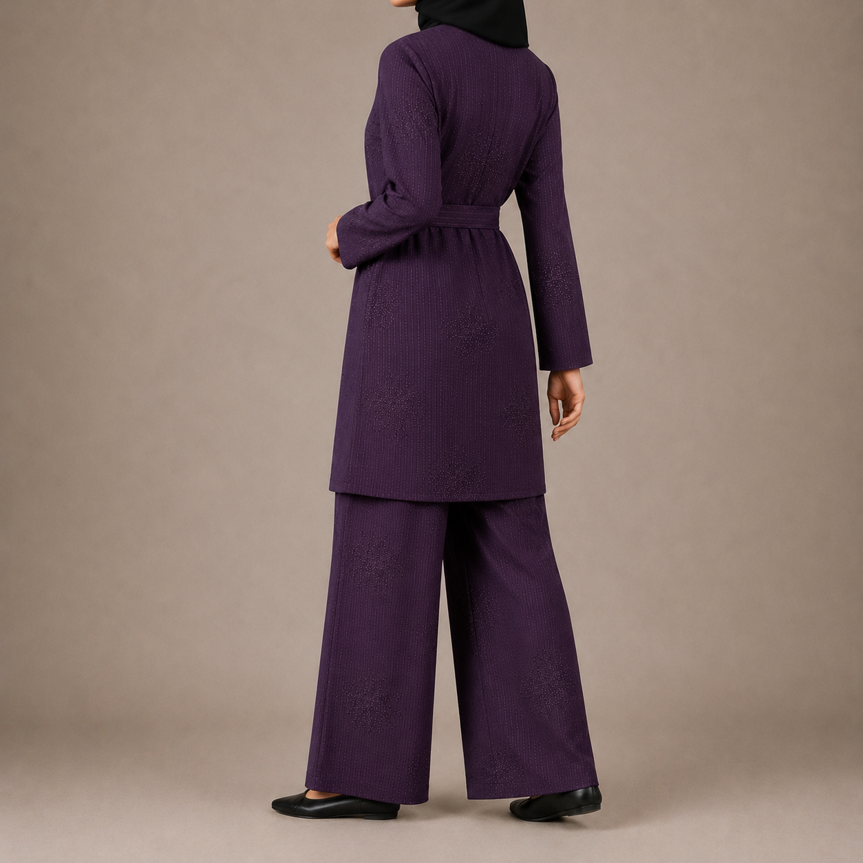 Purple Floral Co-Ord Set with Matching Belt and Pockets