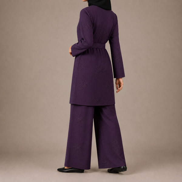 Purple Floral Co-Ord Set with Matching Belt and Pockets