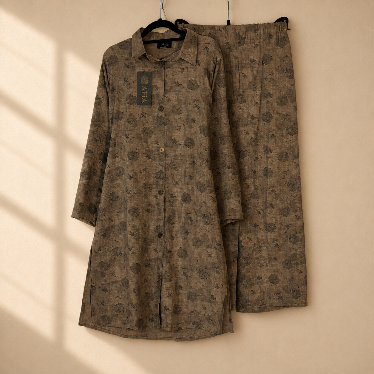 Brown Floral Print Co-ord Set
