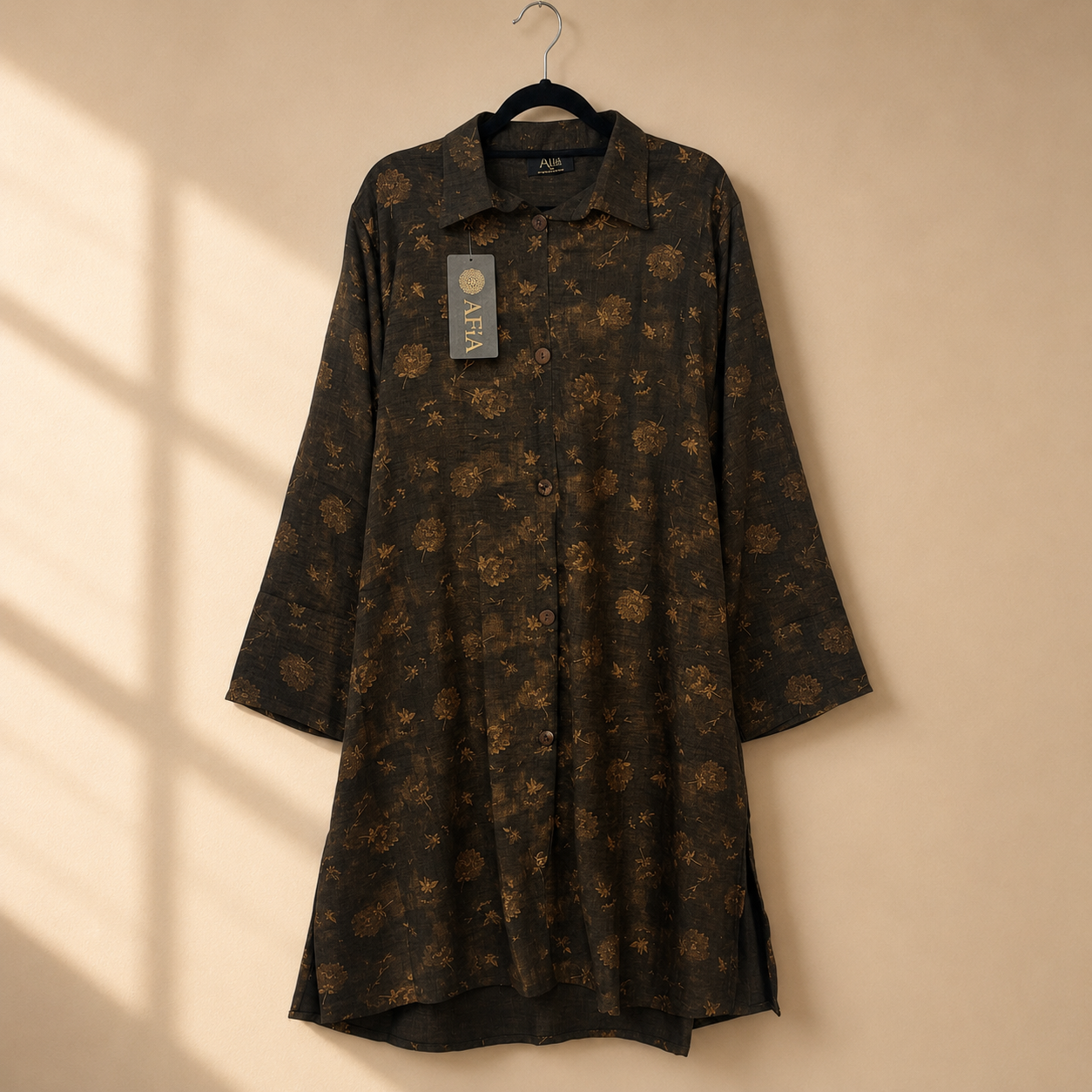 Dark Brown Floral Print Co-ord Set