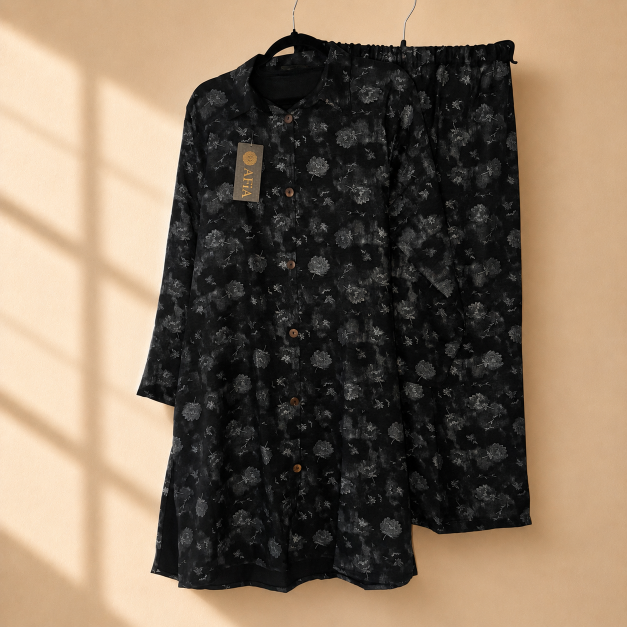 Black Floral Print Co-ord Set