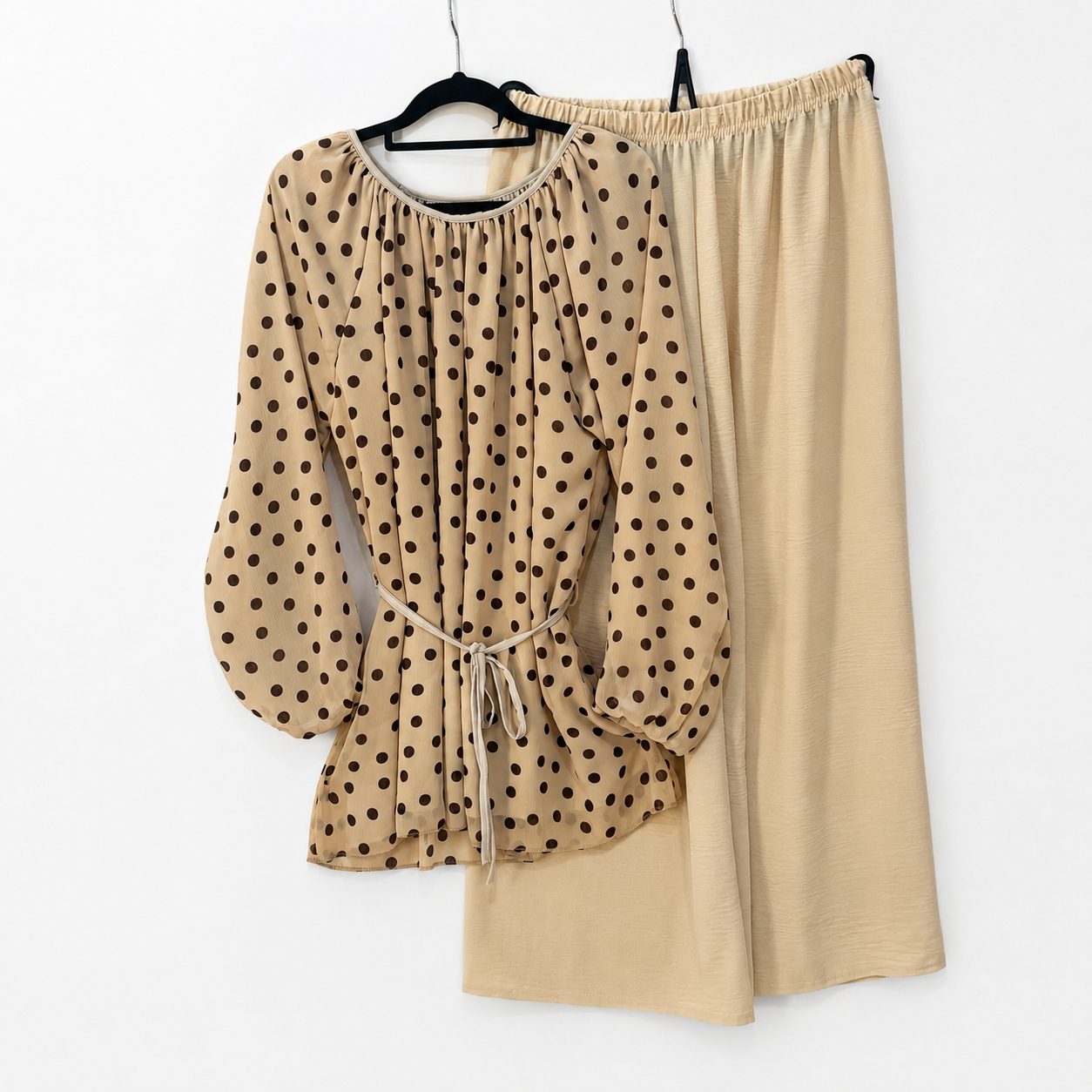 Beige Polka Dot Co-Ord Suit